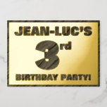 [ Thumbnail: 3rd Birthday Party — Bold, Faux Wood Grain Text Invitation ]