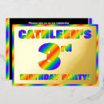 [ Thumbnail: 3rd Birthday Party — Fun, Rainbow Spectrum “3” Invitation ]