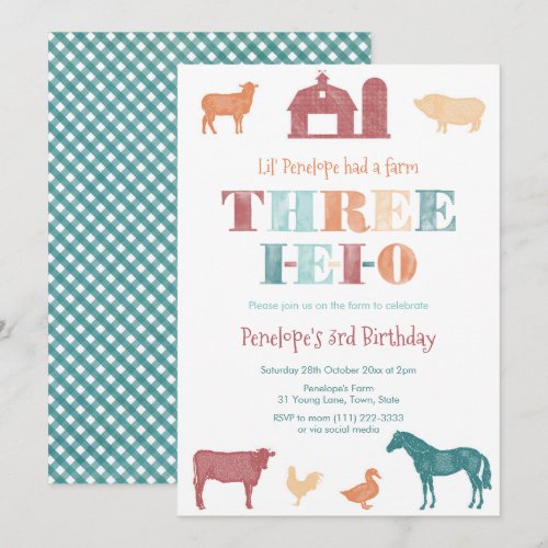 3rd Birthday Party Gender Neutral Three IEIO Farm