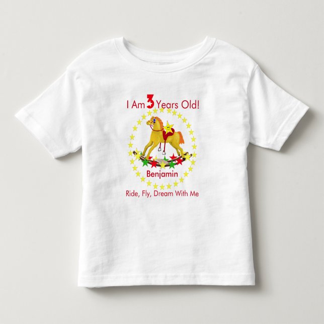 3rd Birthday Party Rocking Horse Toddler T-shirt (Front)