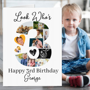 3rd Birthday Photo Collage custom Keepsake Card