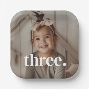 3rd Birthday Photo - three Paper Plates