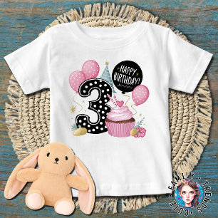 3rd birthday pink cupcake baby T-Shirt