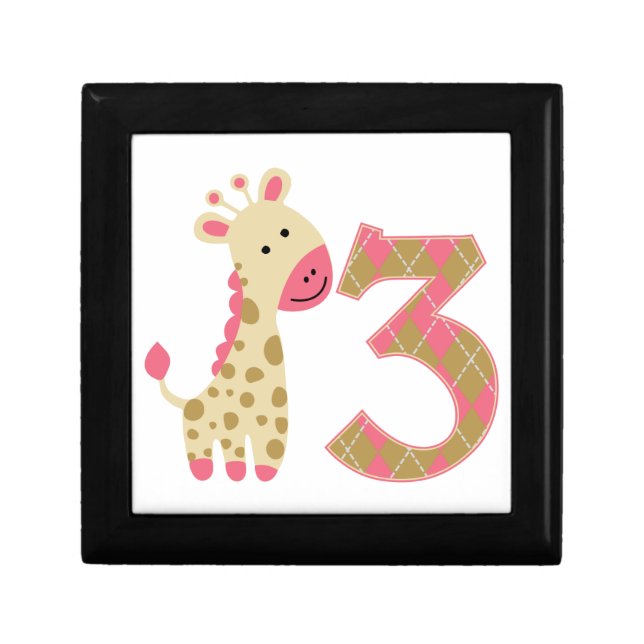 3rd Birthday Pink Giraffe Jewelry Box (Front)