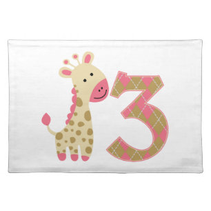 3rd Birthday Pink Giraffe Placemat