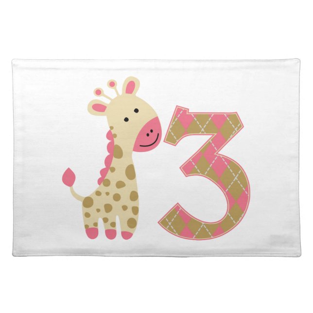 3rd Birthday Pink Giraffe Placemat (Front)