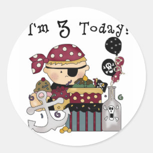 3rd Birthday Pirate Tshirts and Gifts Classic Round Sticker