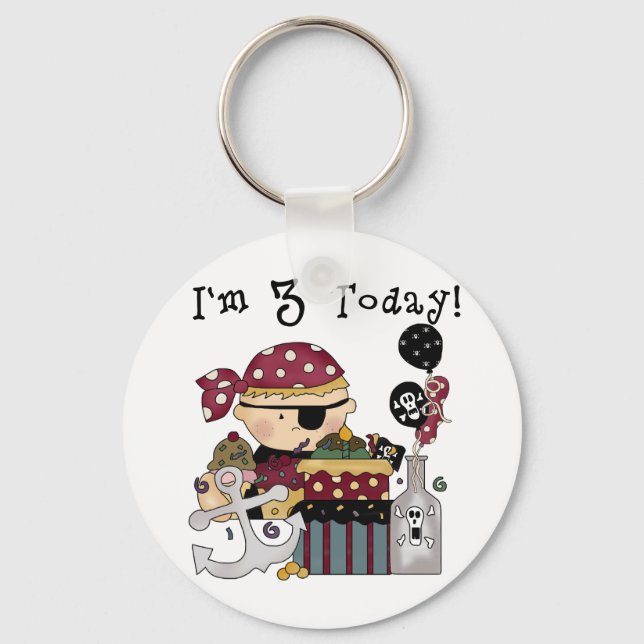 3rd Birthday Pirate Tshirts and Gifts Keychain (Front)