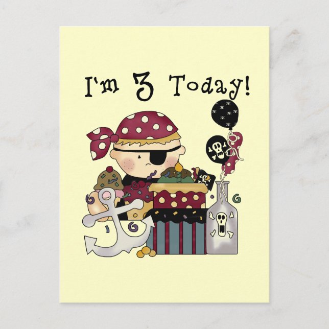 3rd Birthday Pirate Tshirts and Gifts Postcard (Front)