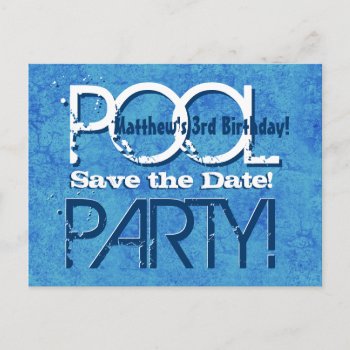 3rd Birthday Pool Party Save The Date V003 Announcement Postcard by JaclinArt at Zazzle