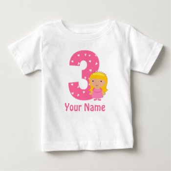 3rd Birthday Princess Personalized T-shirt by mybabytee at Zazzle