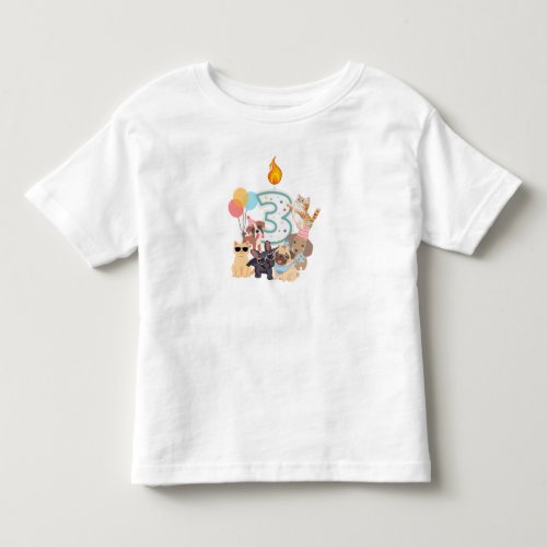3rd Birthday Puppies & Kittens Boys or Girls Toddler T-shirt
