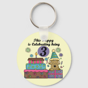 3rd Birthday Puppy T-shirts and Gifts Keychain