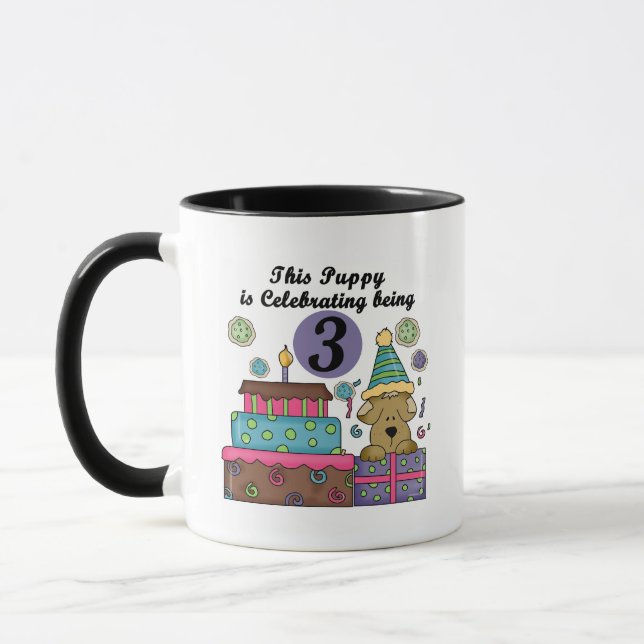 3rd Birthday Puppy T-shirts and Gifts Mug (Left)