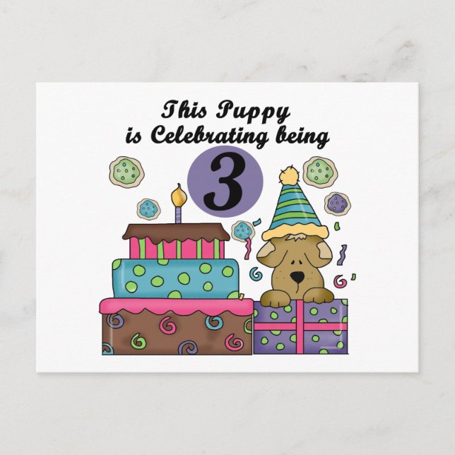 3rd Birthday Puppy T-shirts and Gifts Postcard (Front)