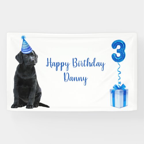 3rd Birthday Puppy Theme_ Cute Dog Blue Boy Pawty Banner