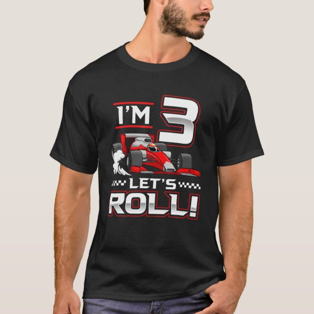3Rd Birthday Race Car 3 Year Old Let's Roll Toddle T-Shirt (Front)