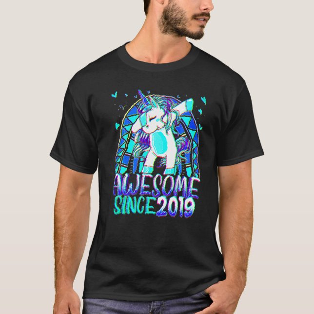 3rd Birthday Rainbow 3 Year Old Dabbing Unicorn Gi T-Shirt (Front)