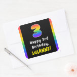 [ Thumbnail: 3rd Birthday: Rainbow Spectrum # 3, Custom Name Sticker ]