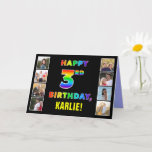[ Thumbnail: 3rd Birthday: Rainbow Text, Custom Photos & Name Card ]