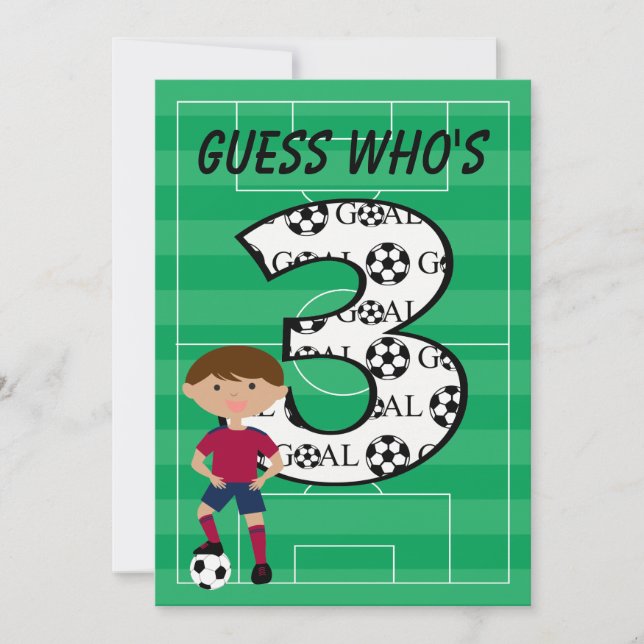 3rd Birthday Red and Blue Soccer Goal Invitation (Front)