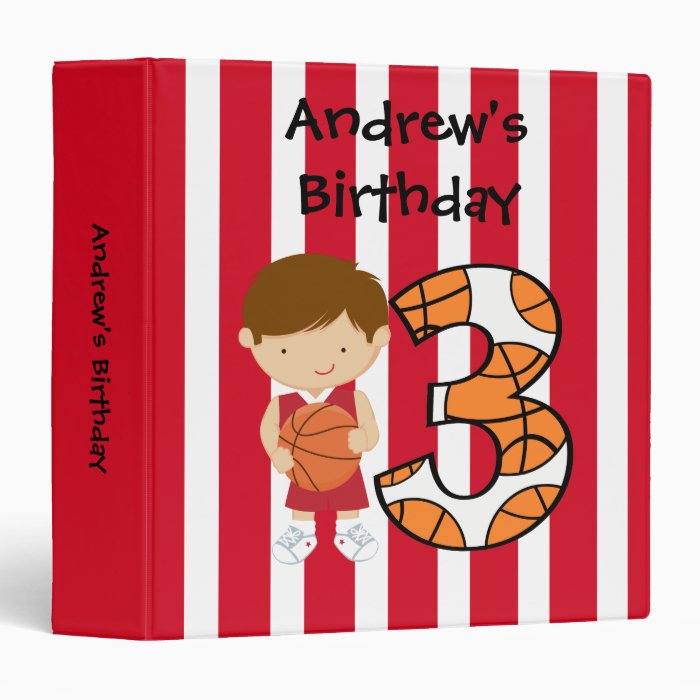 3rd Birthday Red and White Basketball Player Binders