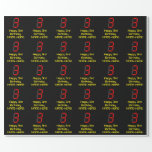 [ Thumbnail: 3rd Birthday: Red Digital Clock Style "3" + Name Wrapping Paper ]