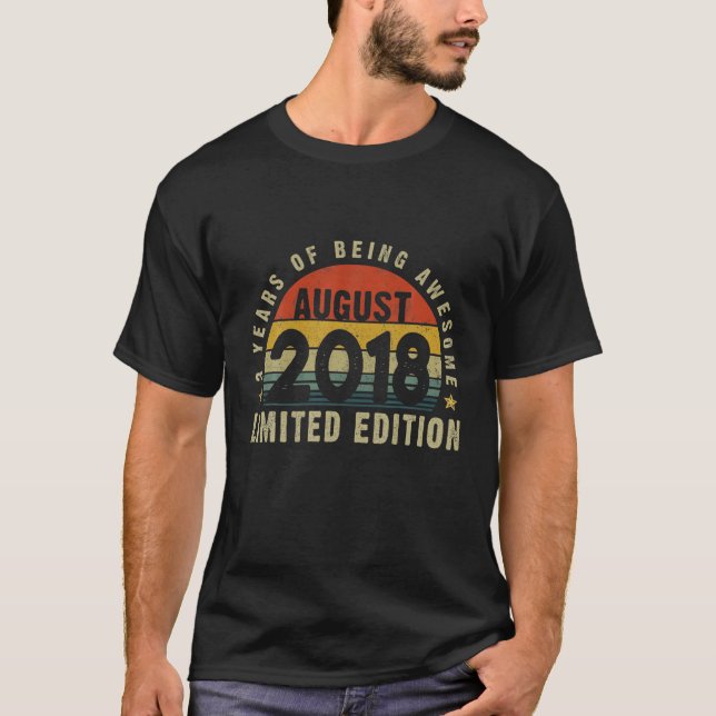 3Rd Birthday Retro August 2018 Decorations 3 Years T-Shirt (Front)