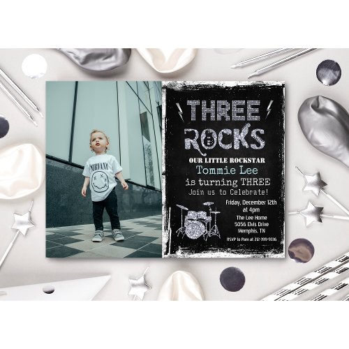 3rd Birthday Rockstar Photo Invitation