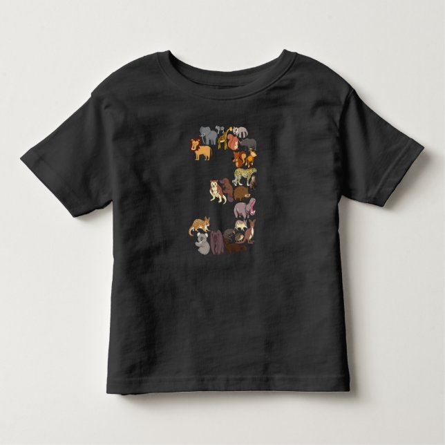 3rd Birthday Safari Zoo Animals Figures 3 Year Old Toddler T-shirt (Front)