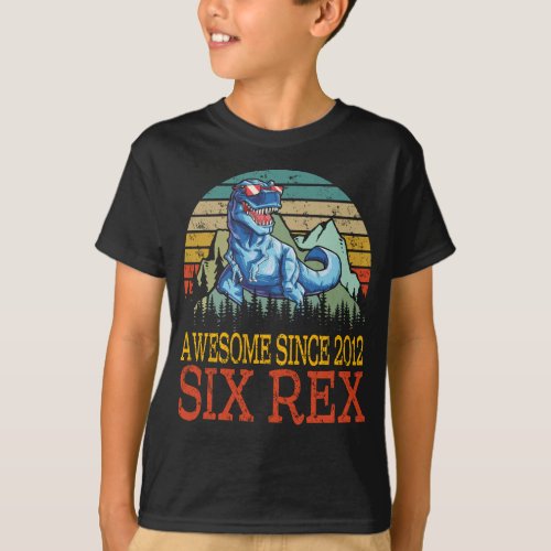 3rd Birthday SIX Rex Shirt third Dinosaur 6 Year O