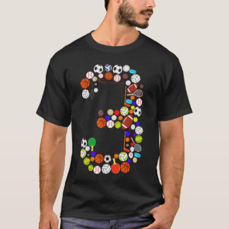 3rd Birthday Sports Big Numberhree 3 Year Old Boy T-Shirt