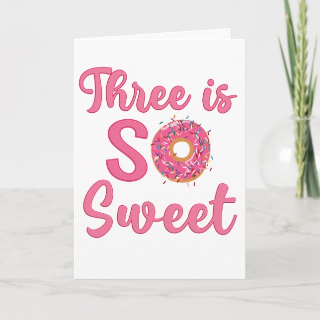 3rd Birthday Sweet Donut 3 Years Old Girl Gift Card (Front)