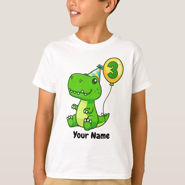 3rd Birthday T-Rex Balloon T-Shirt (Front)