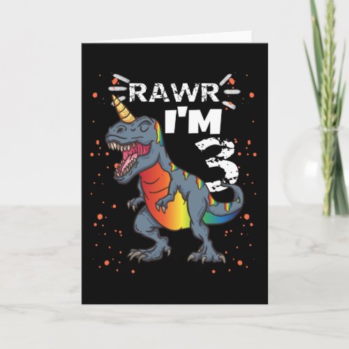3rd Birthday T Rex Dinosaur Card