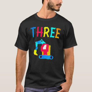 3rd Birthday Three 3 Years Old Boy Construction Tr T-Shirt