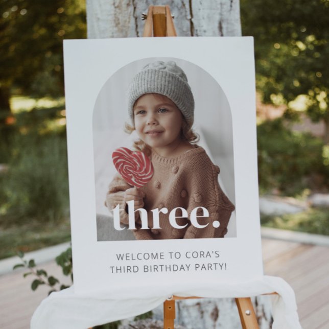 3rd Birthday Three Arched Photo Welcome Sign (Zazzle 3rd Birthday Three Arched Photo Welcome Sign)