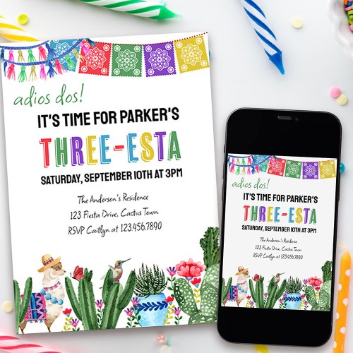 3rd Birthday Three_Esta Colorful Mexican Fiesta Invitation