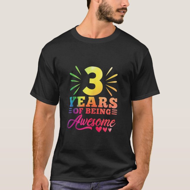 3rd Birthday Tie Dye 3 Year old 3 girl year Of Bei T-Shirt (Front)