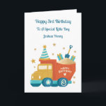 3rd Birthday Toy Dumper Truck Birthday Boy Card<br><div class="desc">This 3rd birthday card is suitable for a son,  grandson or friend. The design includes a toy dumper truck with party hat and birthday gifts.</div>