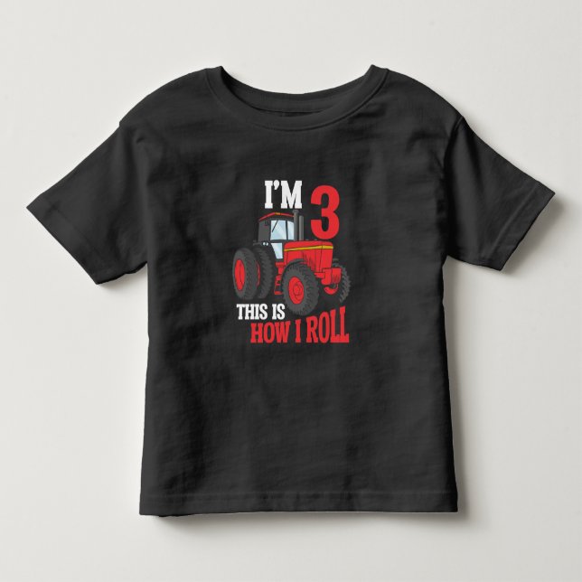 3rd Birthday Tractor loving Kid 3 Year Old Farmer Toddler T-shirt (Front)