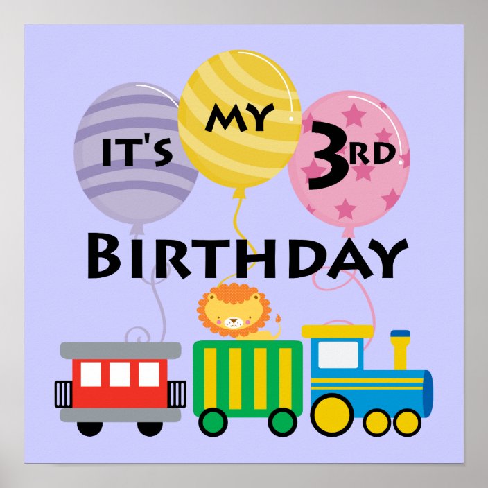 3rd Birthday Train Birthday Poster Zazzle Com