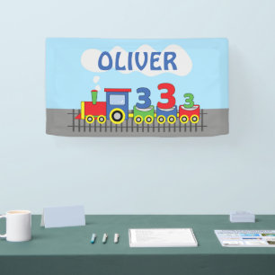 3rd Birthday Train Personalize Name Banner