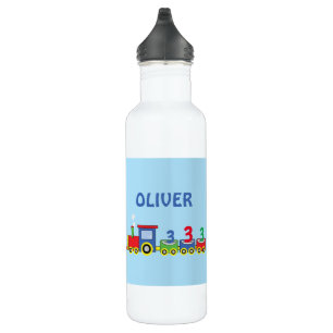3rd Birthday Train Personalize Name Stainless Steel Water Bottle