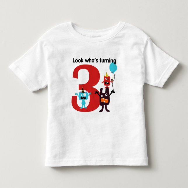 3rd Birthday Tshirt Cute Monster (Front)