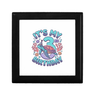3rd Birthday Turtle Vintage Engraving Design_1 Gift Box
