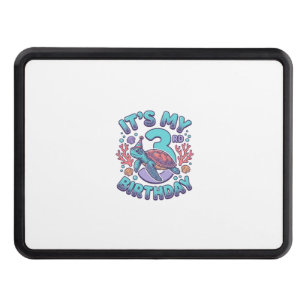 3rd Birthday Turtle Vintage Engraving Design_1 Hitch Cover