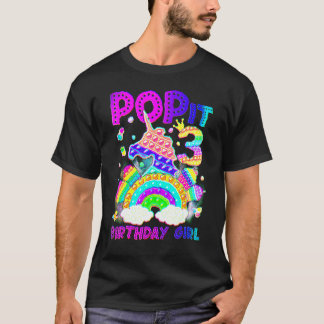 3rd Birthday Unicorn Fidget Pop It Birthday Girl 3 T-Shirt