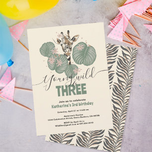 3rd Birthday Wild Safari Giraffe Animal Party Invitation