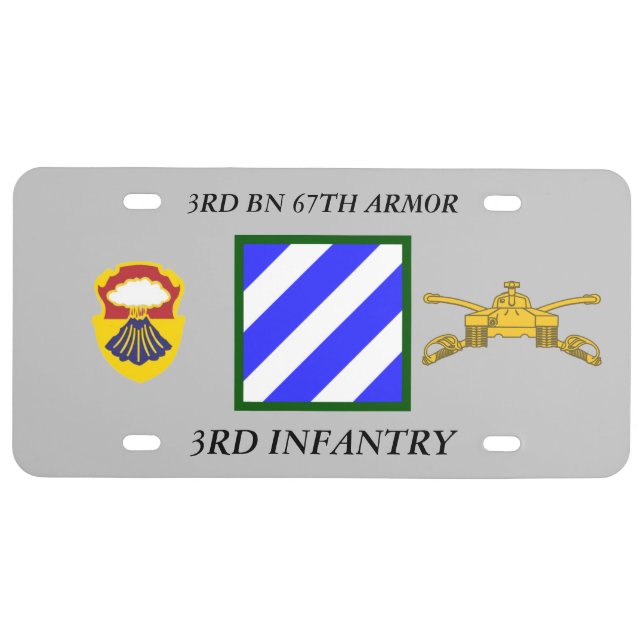 3RD BN 67TH ARMOR 3RD INFANTRY DIVISION LICENSE PLATE (Front)